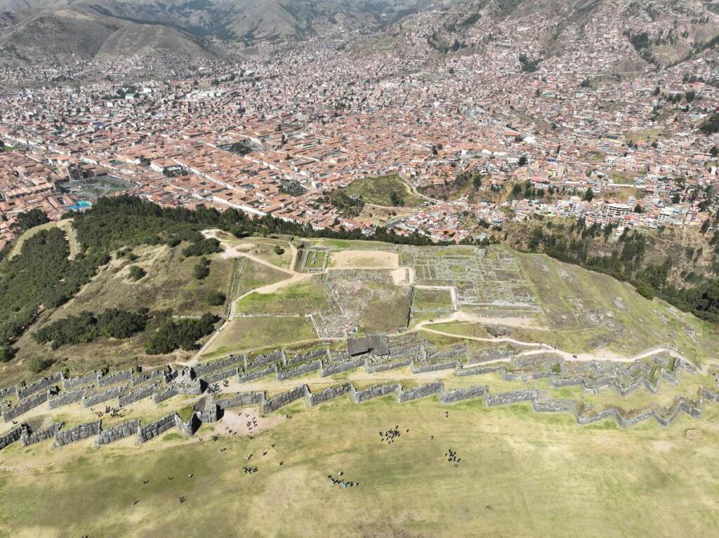 aerieal view of sacsayhuaman inca site